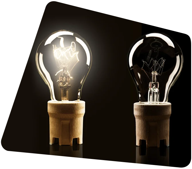 Lightbulbs, one on and one off